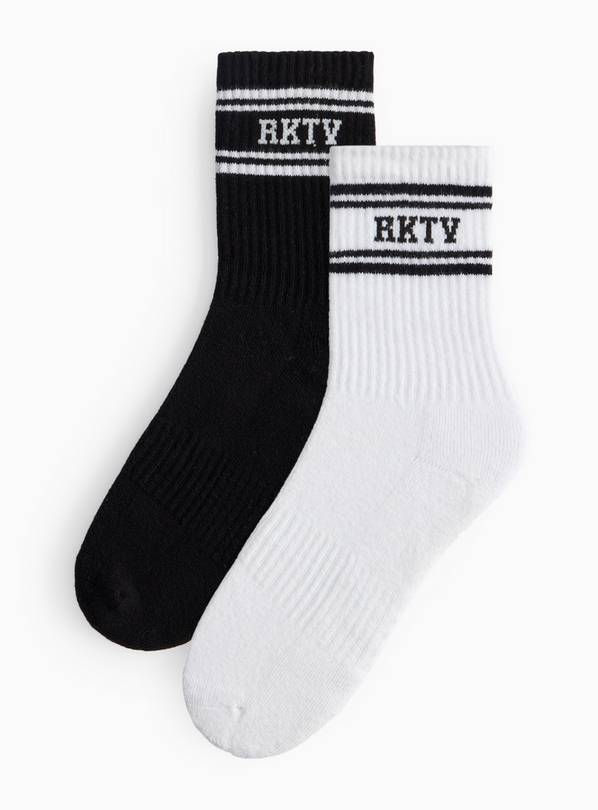 REAKTIV Black & White Ankle Socks 2 Pack 4-8